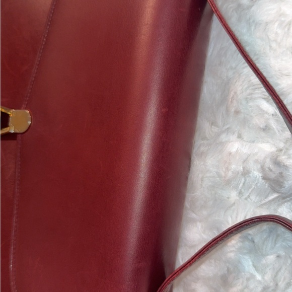 Vintage 1970s Gucci Burgundy Leather Shoulder Bag Gold Crest Italy - Picture 11 of 13